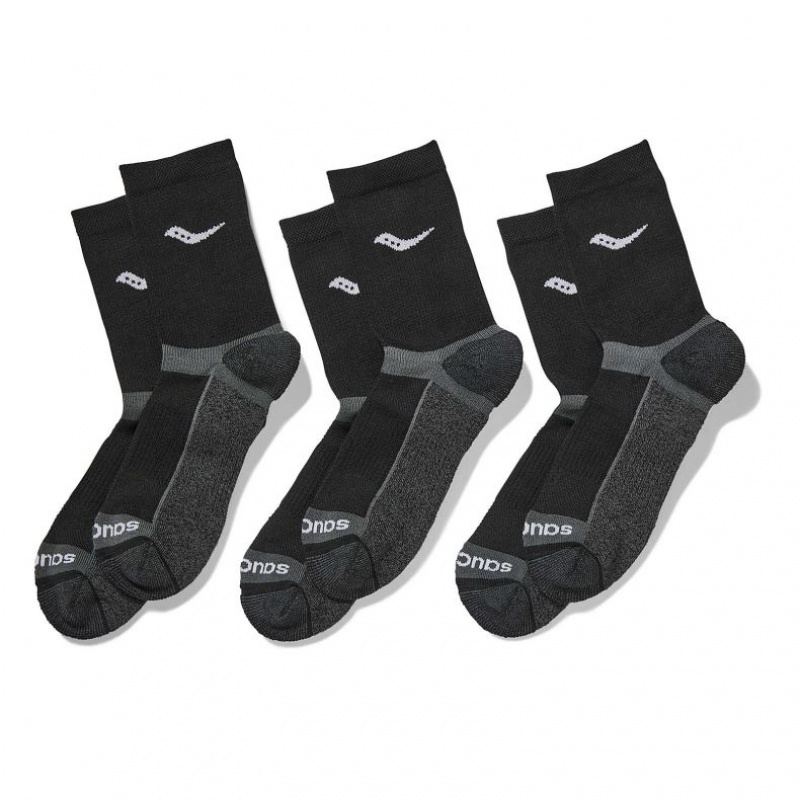 Saucony Inferno Cushion Mid 3-Pack Men\'s Socks Black | Jeddah QNEMP