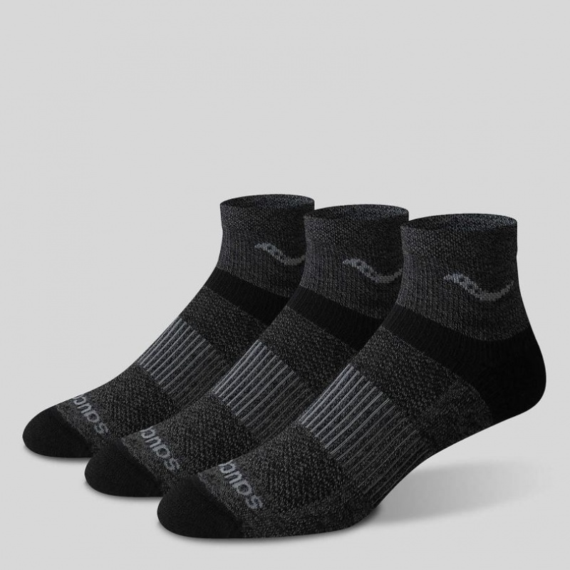 Saucony Inferno Merino Wool Blend Quarter 3-Pack Men's Socks Black | Jeddah XDRGO