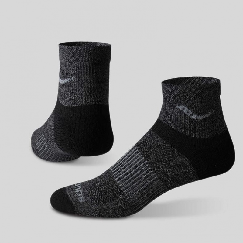 Saucony Inferno Merino Wool Blend Quarter 3-Pack Men\'s Socks Black | Jeddah XDRGO