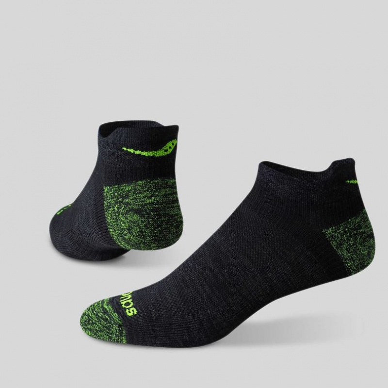 Saucony Inferno No Show Tab 3-Pack Men's Socks Black / Green | Jeddah MGQYL