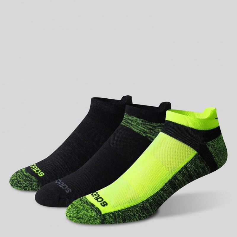 Saucony Inferno No Show Tab 3-Pack Men's Socks Black / Green | Jeddah MGQYL