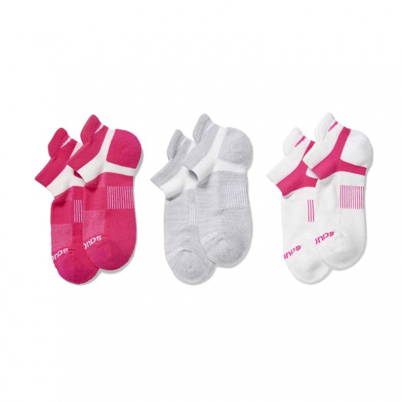 Saucony Inferno No Show Tab 3-Pack Women\'s Socks Pink / Grey / White | KSA RUVWD