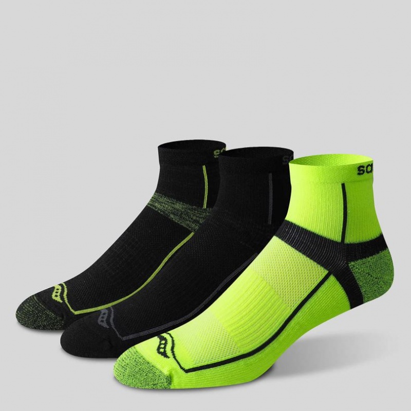 Saucony Inferno Quarter 3-Pack Men's Socks Black / Green | Riyadh WQUIT