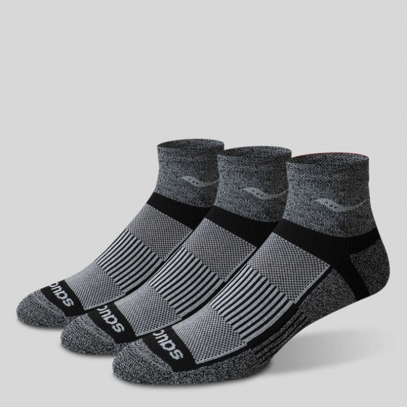 Saucony Inferno Quarter 3-Pack Men's Socks Grey | KSA MXQAZ