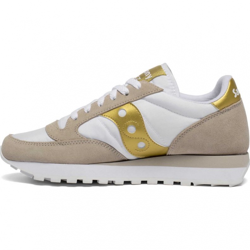 Saucony Jazz Original Women's Sneakers White / Beige / Gold | Riyadh UHEJI