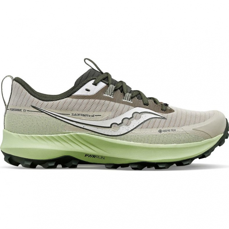 Saucony Peregrine 13 GTX Men\'s Running Shoes Grey / Mint | Jeddah IEGNJ