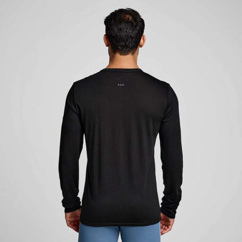 Saucony Peregrine Merino Long Sleeve Men's T-Shirt Black | KSA FDBKX