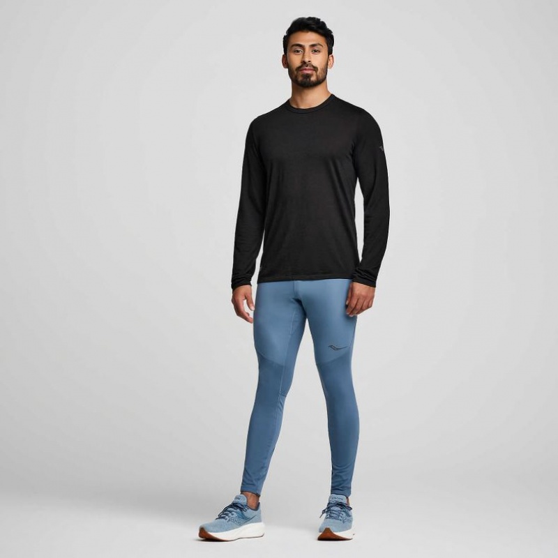 Saucony Peregrine Merino Long Sleeve Men's T-Shirt Black | KSA FDBKX