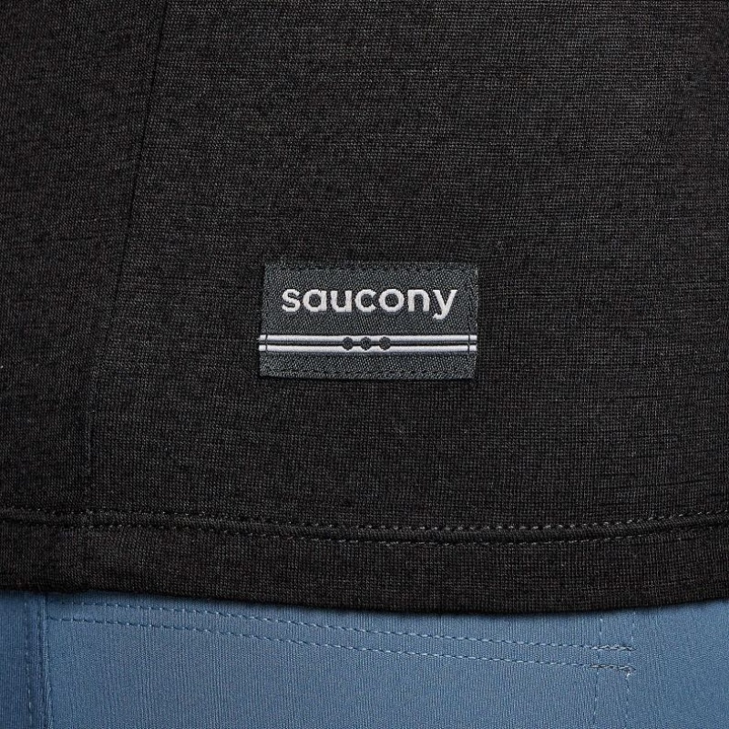 Saucony Peregrine Merino Long Sleeve Men's T-Shirt Black | KSA FDBKX