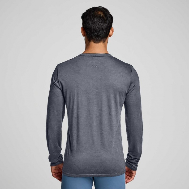 Saucony Peregrine Merino Long Sleeve Men's T-Shirt Grey | Riyadh DQMNA