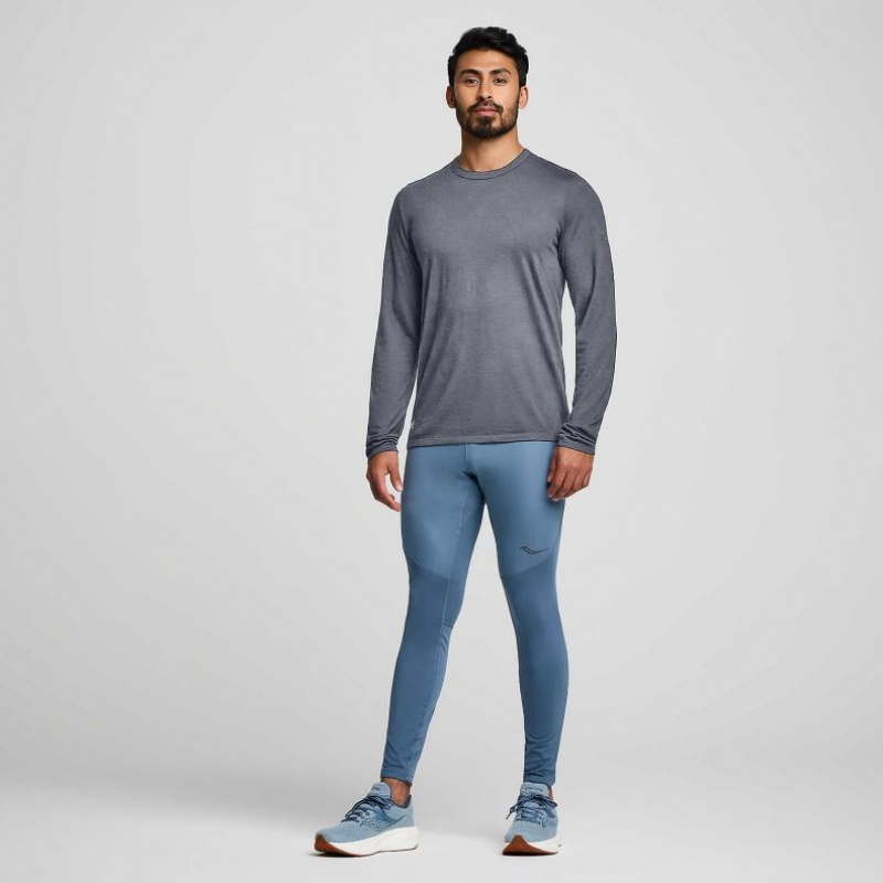 Saucony Peregrine Merino Long Sleeve Men's T-Shirt Grey | Riyadh DQMNA