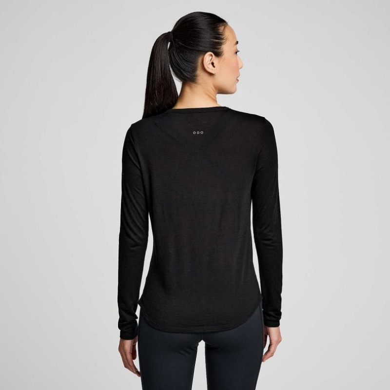 Saucony Peregrine Merino Long Sleeve Women's T-Shirt Black | KSA HVQCG