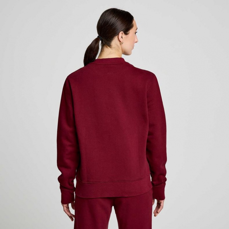 Saucony Recovery Crew Women's Sweatshirt Burgundy | KSA QWNHX