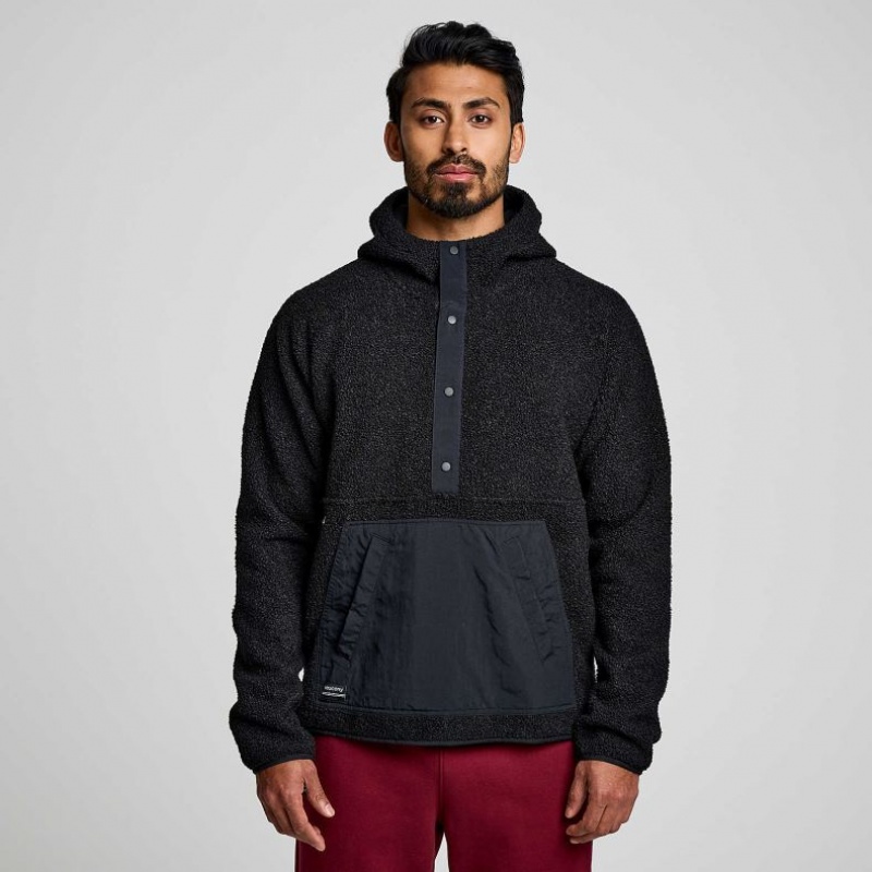 Saucony Recovery Sherpa Pullover Men\'s Hoodie Black | Jeddah WMILJ