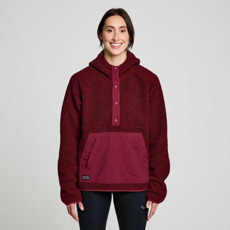 Saucony Recovery Sherpa Pullover Women\'s Hoodie Burgundy | KSA GTYWP