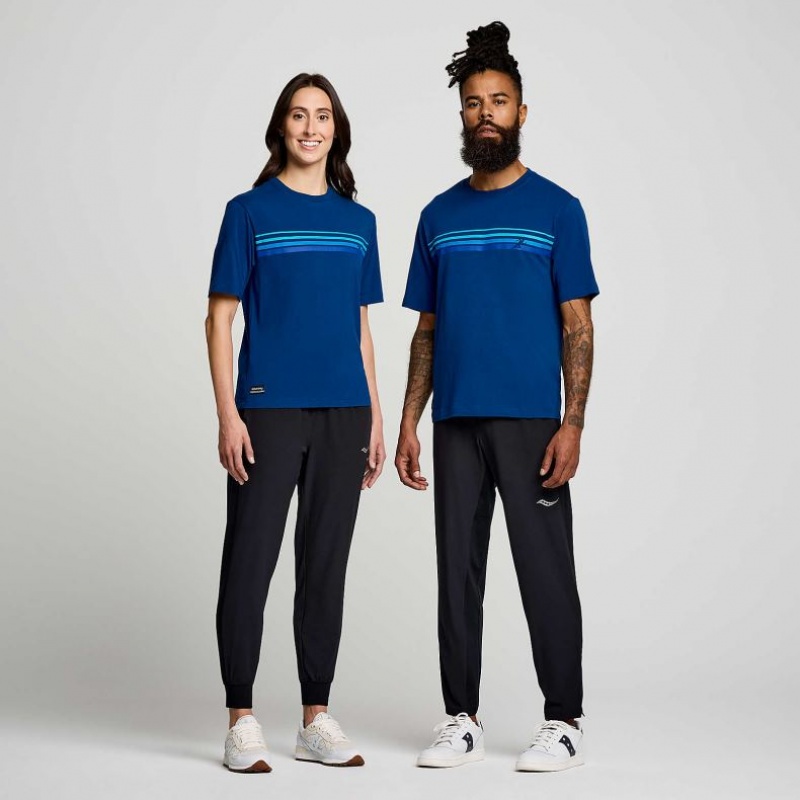 Saucony Recovery Short Sleeve Men's T-Shirt Indigo | Riyadh STJYB