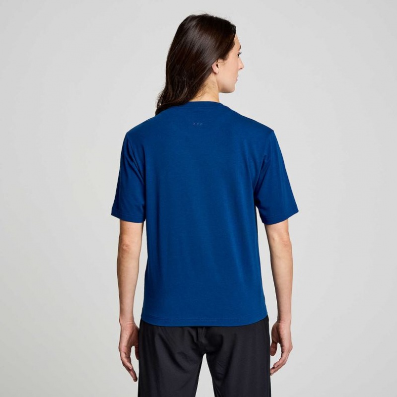 Saucony Recovery Short Sleeve Women's T-Shirt Indigo | Riyadh TILHC