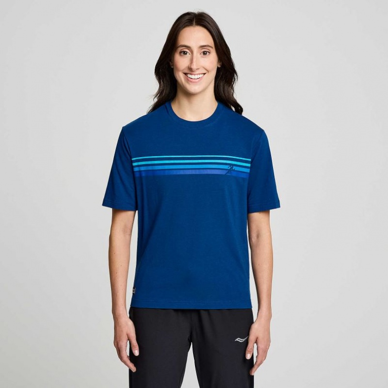 Saucony Recovery Short Sleeve Women\'s T-Shirt Indigo | Riyadh TILHC