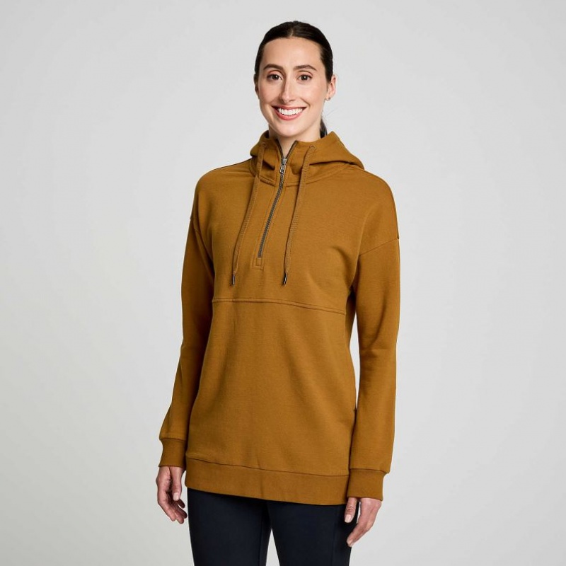 Saucony Recovery Zip Tunic Women\'s Hoodie Brown | Jeddah GQMNY