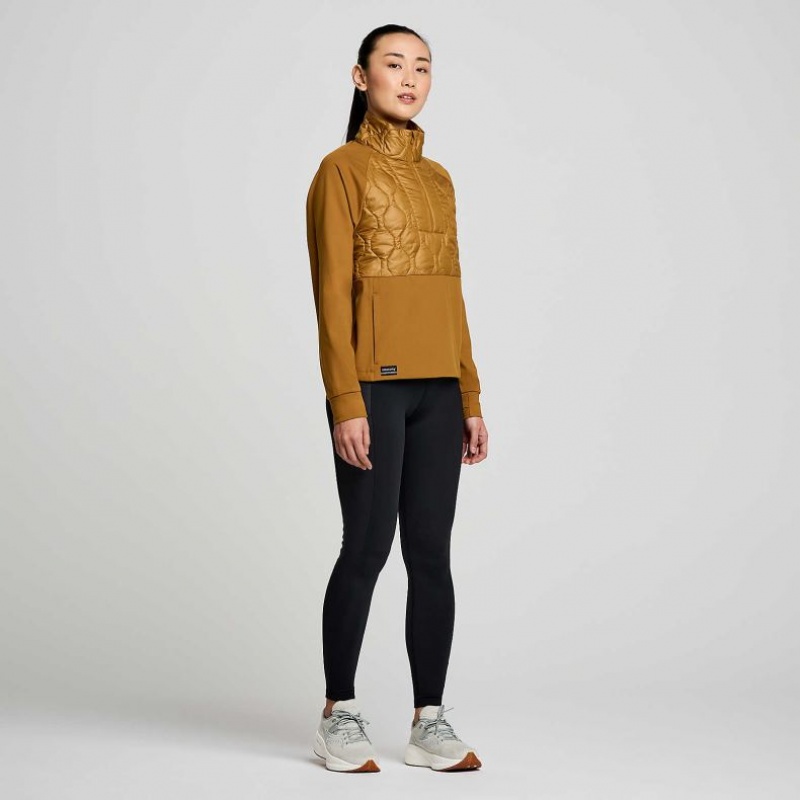 Saucony Solstice Oysterpuff 1/2 Zip Women's Sweatshirt Brown | KSA KCNMF