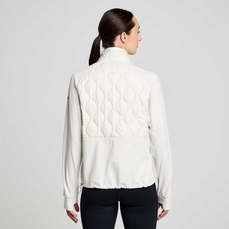 Saucony Solstice Oysterpuff 1/2 Zip Women's Sweatshirt White | Riyadh IVJFO