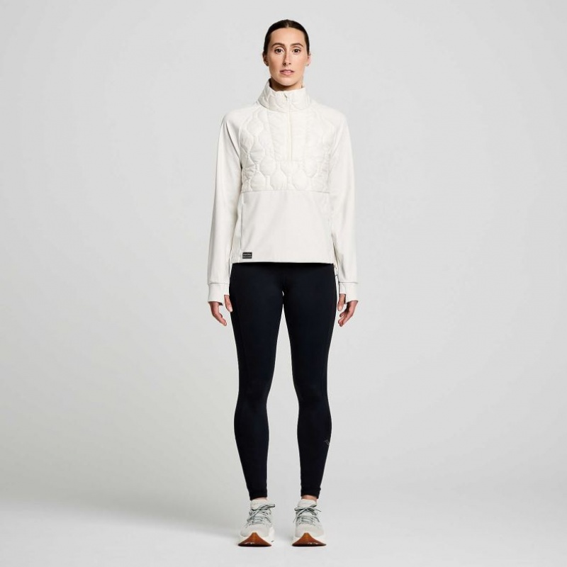 Saucony Solstice Oysterpuff 1/2 Zip Women's Sweatshirt White | Riyadh IVJFO