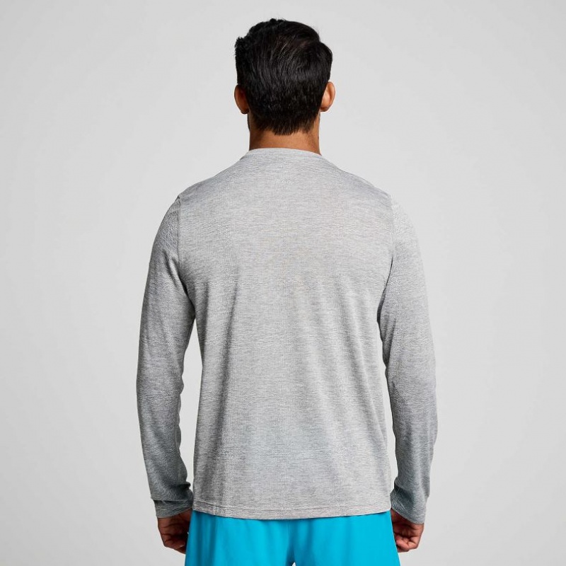 Saucony Stopwatch Graphic Long Sleeve Men's T-Shirt Light Grey | Riyadh PMYOH