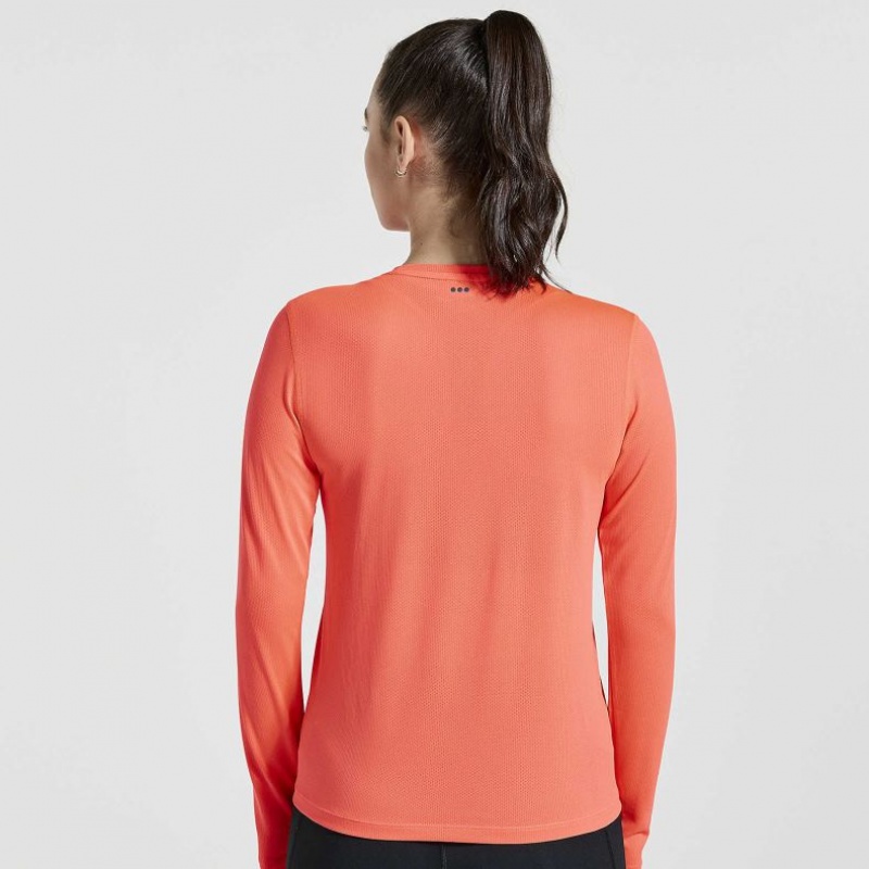 Saucony Stopwatch Graphic Long Sleeve Women's T-Shirt Orange | Jeddah THGMO