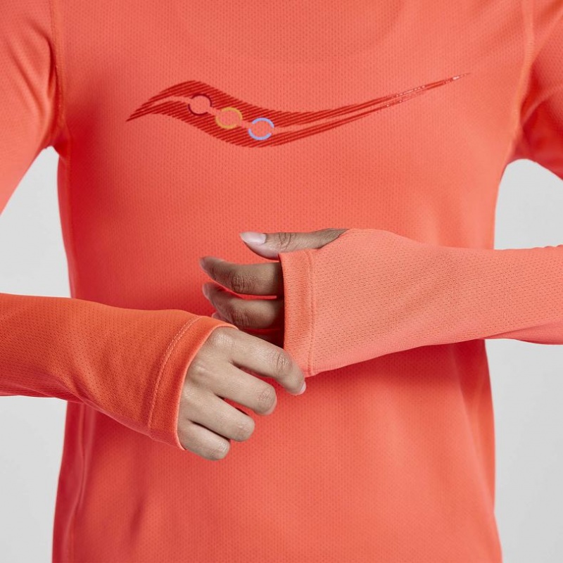 Saucony Stopwatch Graphic Long Sleeve Women's T-Shirt Orange | Jeddah THGMO