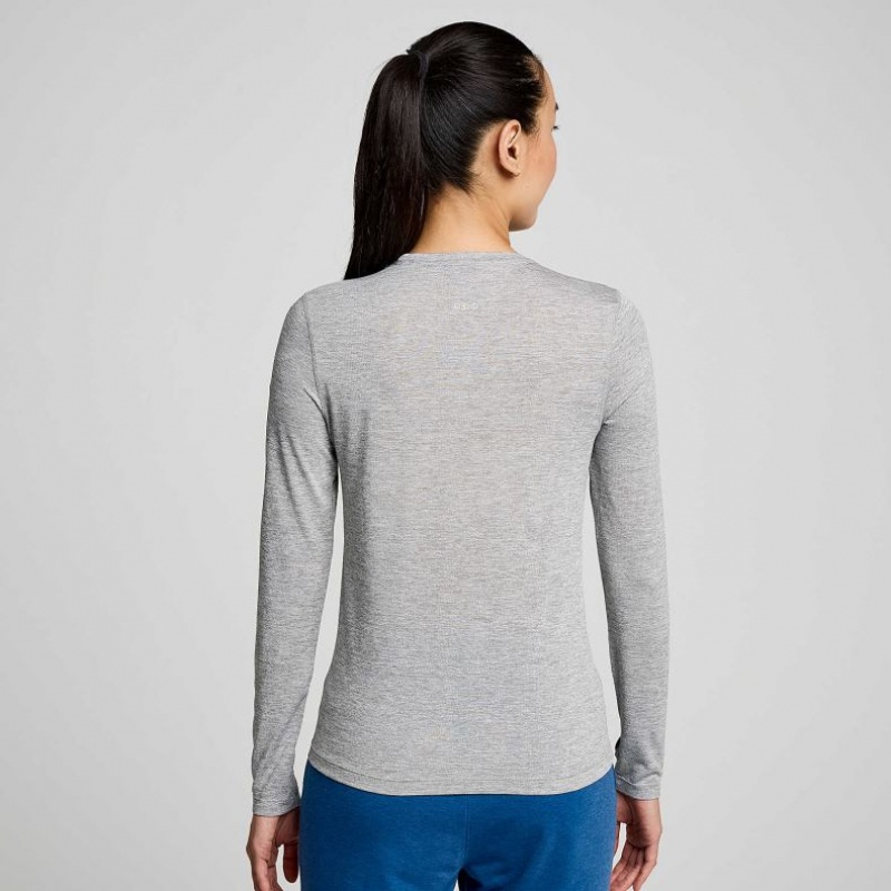 Saucony Stopwatch Graphic Long Sleeve Women's T-Shirt Light Grey | KSA SFJVD