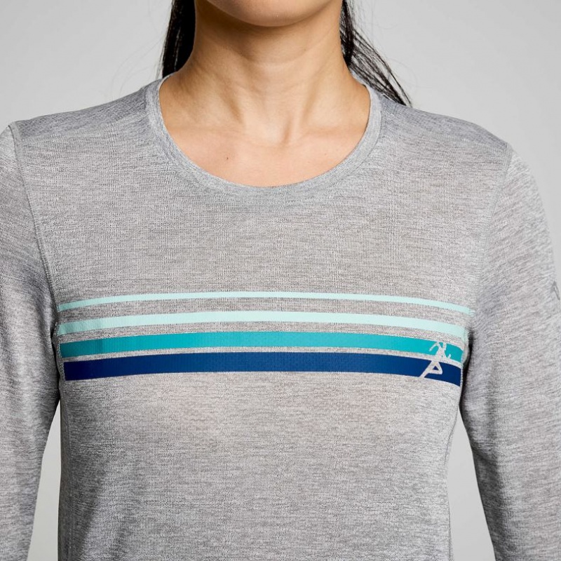 Saucony Stopwatch Graphic Long Sleeve Women's T-Shirt Light Grey | KSA SFJVD