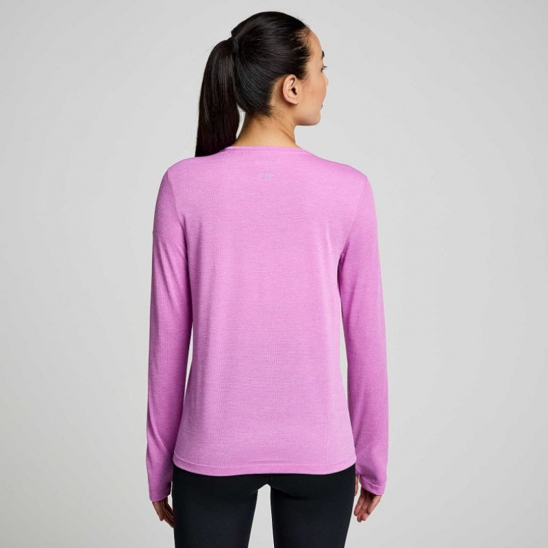 Saucony Stopwatch Graphic Long Sleeve Women's T-Shirt Purple | Riyadh MVBOZ