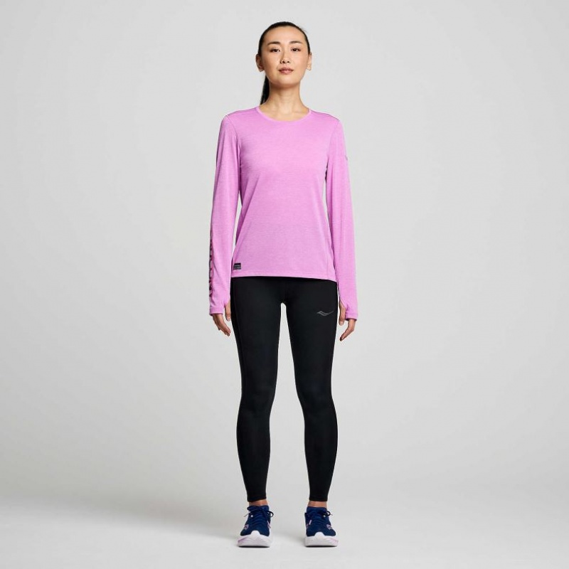 Saucony Stopwatch Graphic Long Sleeve Women's T-Shirt Purple | Riyadh MVBOZ