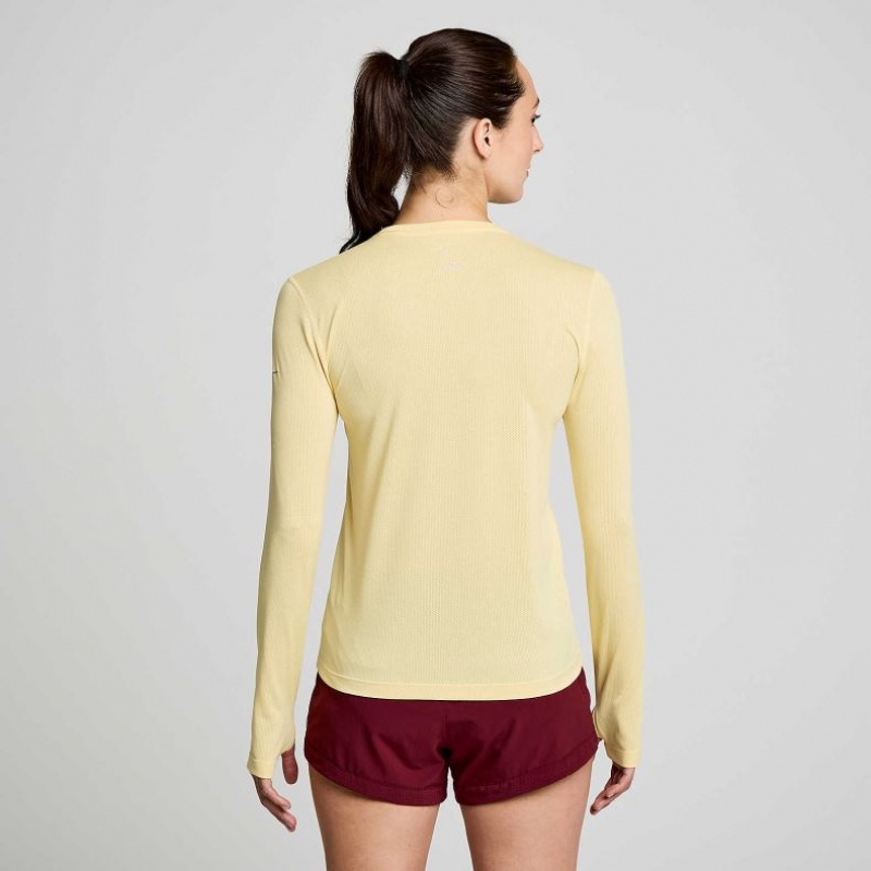 Saucony Stopwatch Graphic Long Sleeve Women's T-Shirt Yellow | Jeddah COQLW