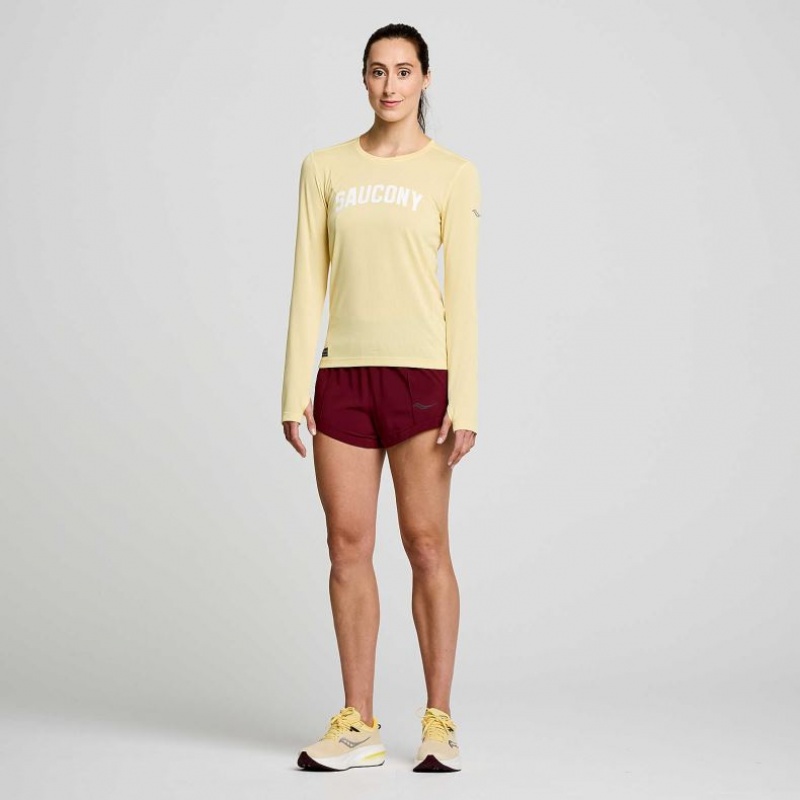 Saucony Stopwatch Graphic Long Sleeve Women's T-Shirt Yellow | Jeddah COQLW