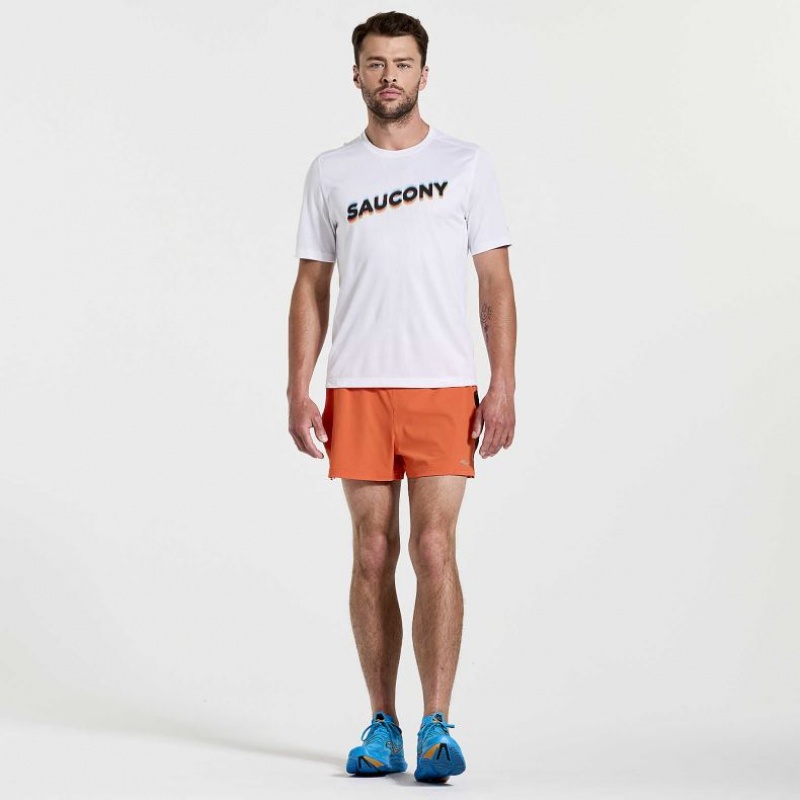 Saucony Stopwatch Graphic Short Sleeve Men's T-Shirt White | Riyadh TCGJI