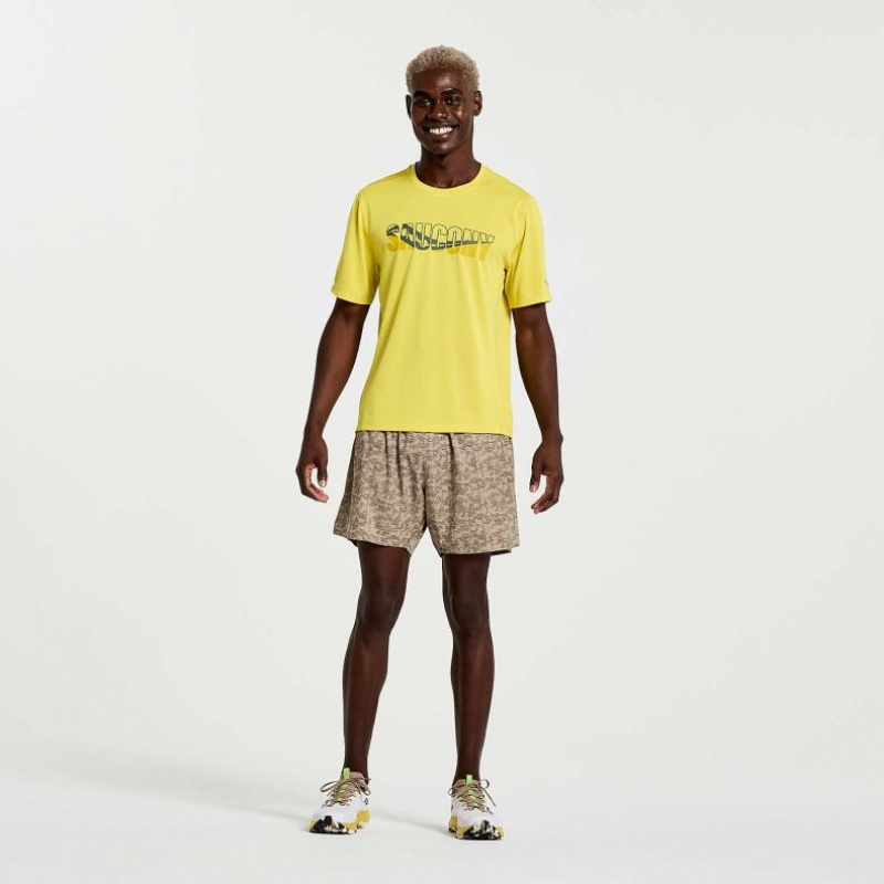 Saucony Stopwatch Graphic Short Sleeve Men's T-Shirt Yellow | Jeddah EYIGZ