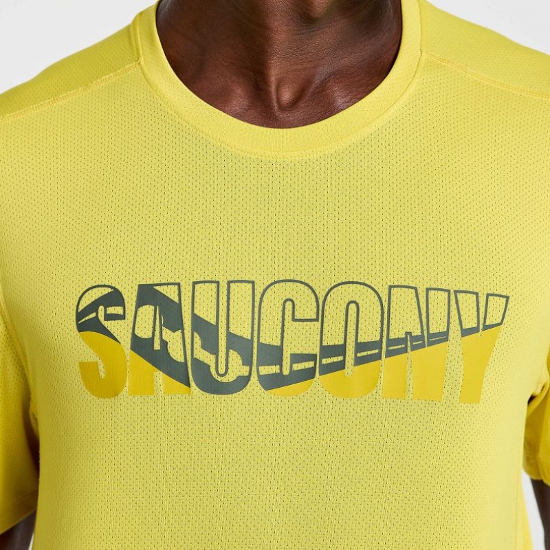 Saucony Stopwatch Graphic Short Sleeve Men's T-Shirt Yellow | Jeddah EYIGZ