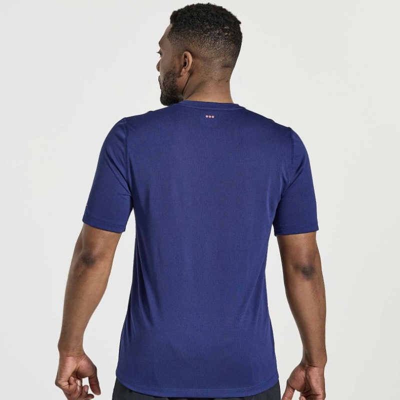 Saucony Stopwatch Graphic Short Sleeve Men's T-Shirt Navy | KSA XRSVB