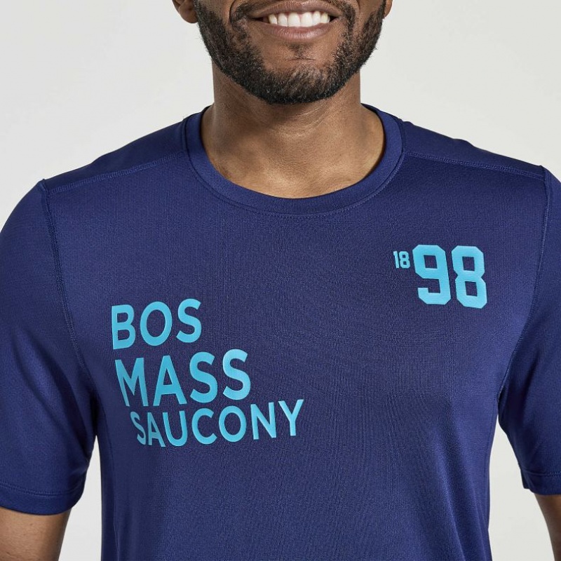 Saucony Stopwatch Graphic Short Sleeve Men's T-Shirt Navy | KSA XRSVB