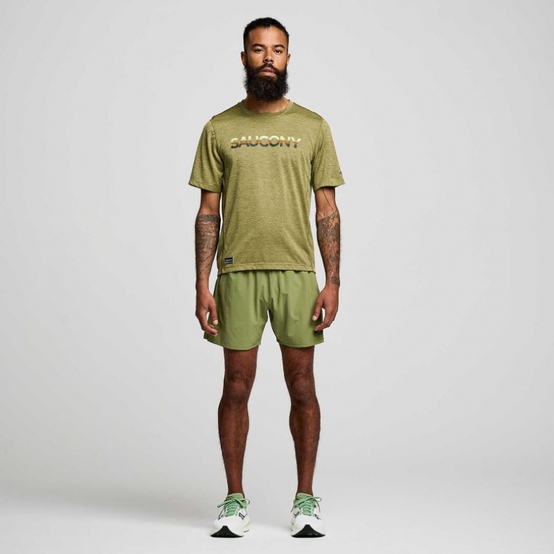 Saucony Stopwatch Graphic Short Sleeve Men's T-Shirt Olive | KSA WTKGE