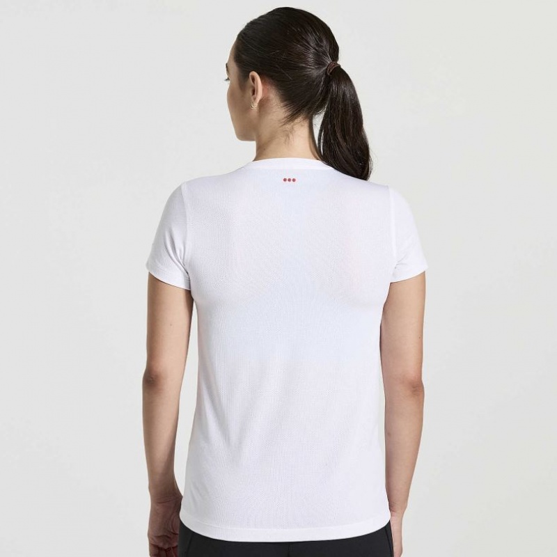 Saucony Stopwatch Graphic Short Sleeve Women's T-Shirt White | Riyadh JETVZ