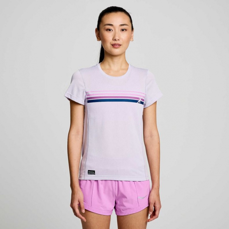 Saucony Stopwatch Graphic Short Sleeve Women's T-Shirt Purple | Riyadh BLYEC