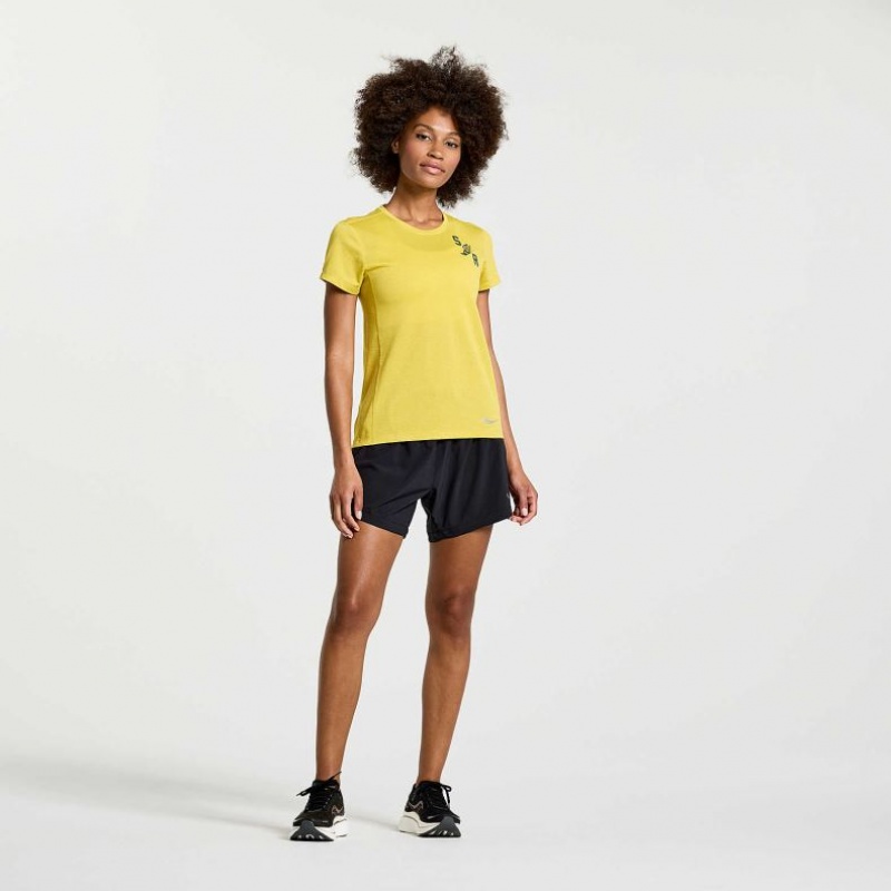 Saucony Stopwatch Graphic Short Sleeve Women's T-Shirt Yellow | Riyadh ALUYI