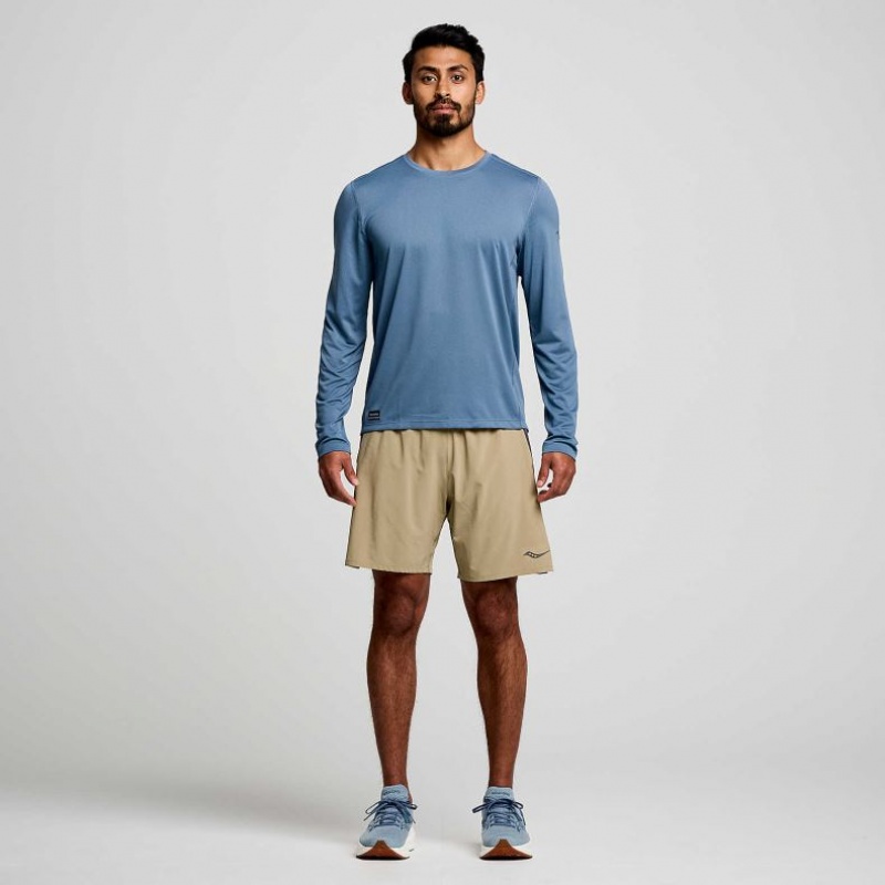 Saucony Stopwatch Long Sleeve Men's T-Shirt Blue | Jeddah LXUKB