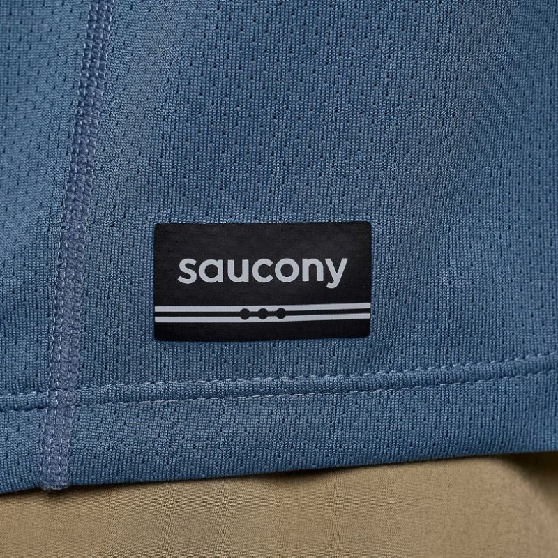 Saucony Stopwatch Long Sleeve Men's T-Shirt Blue | Jeddah LXUKB