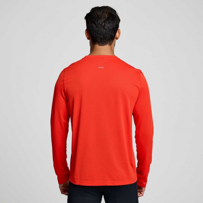 Saucony Stopwatch Long Sleeve Men's T-Shirt Red | Jeddah BNCED