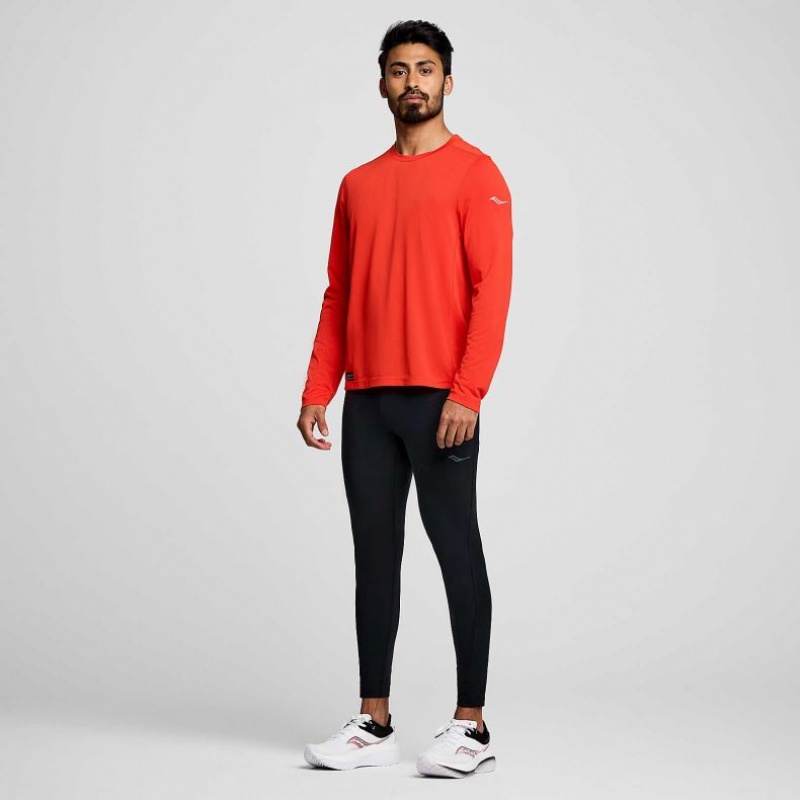 Saucony Stopwatch Long Sleeve Men's T-Shirt Red | Jeddah BNCED