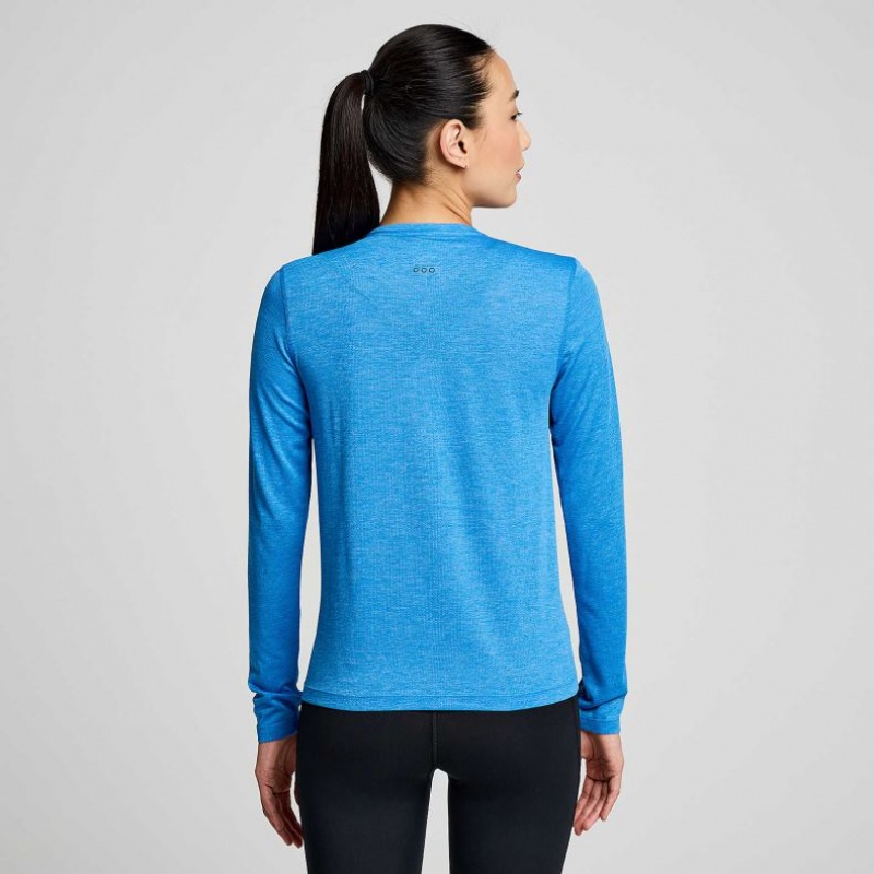 Saucony Stopwatch Long Sleeve Women's T-Shirt Blue | KSA EPVNJ