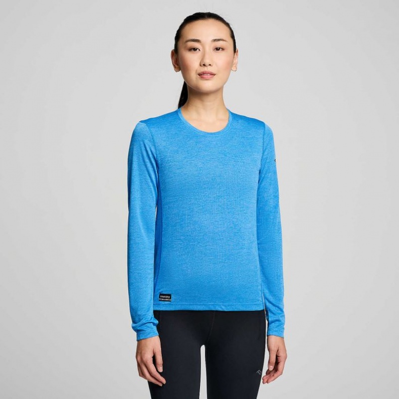 Saucony Stopwatch Long Sleeve Women\'s T-Shirt Blue | KSA EPVNJ